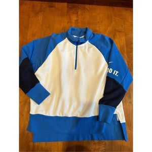 Nike Blue and White Quarter-Zip Sweatshirt